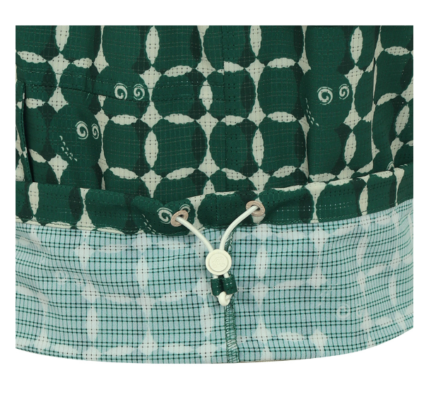 Malbon women's mesh breathable half-zip golf vest in Green, fabric and hem detail