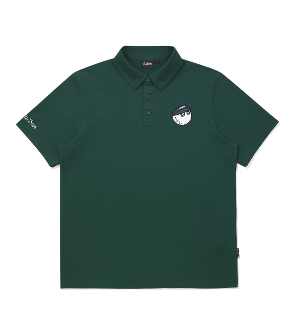 Malbon men's breathable golf polo shirt in Green, front view
