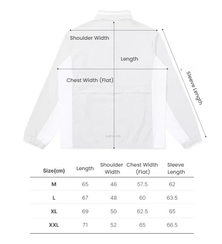 Malbon men's 2026 spring autumn casual golf jacket — sizing chart reference