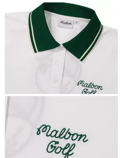 Malbon women polo shirt fabric and stitching close-up