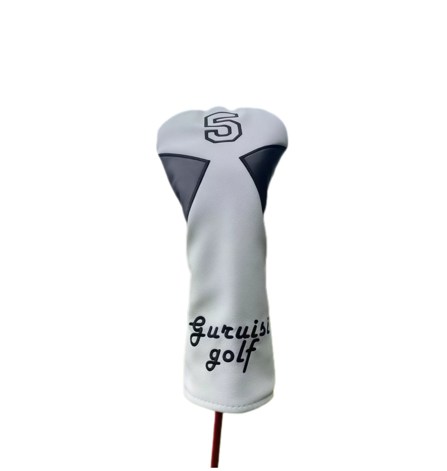 135H golf headcover for hybrid, featuring H designation and Guruisi golf branding in white color scheme, providing secure fit and stylish protection.