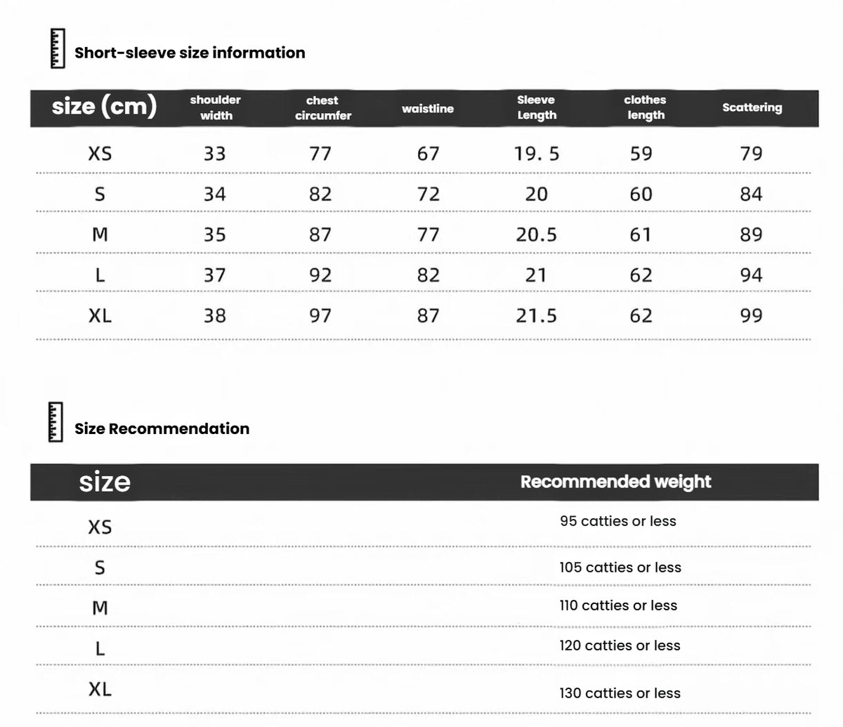 Women’s  Slim Golf Tennis Shirt size chart