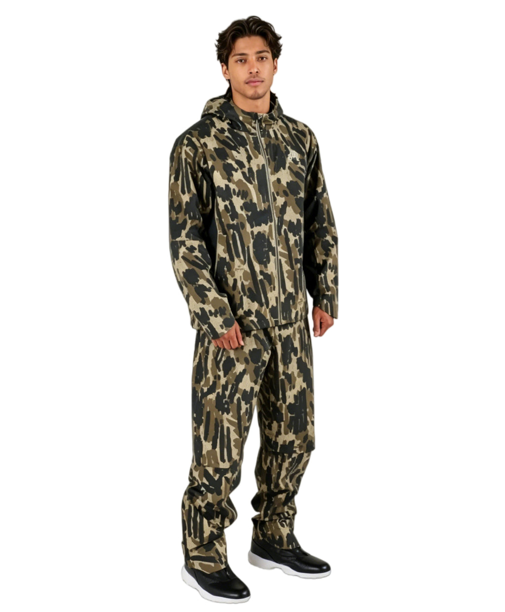 Malbon Tour Divot Camo Rain Pant Bark Camo Bark Camo golf rain pant front view