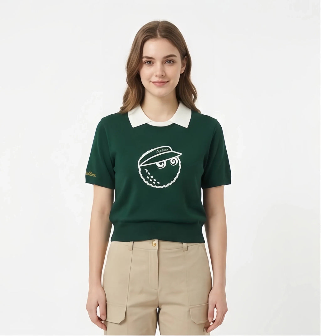 Malbon Women Golf Polo Shirt Knit Casual Tee 2025