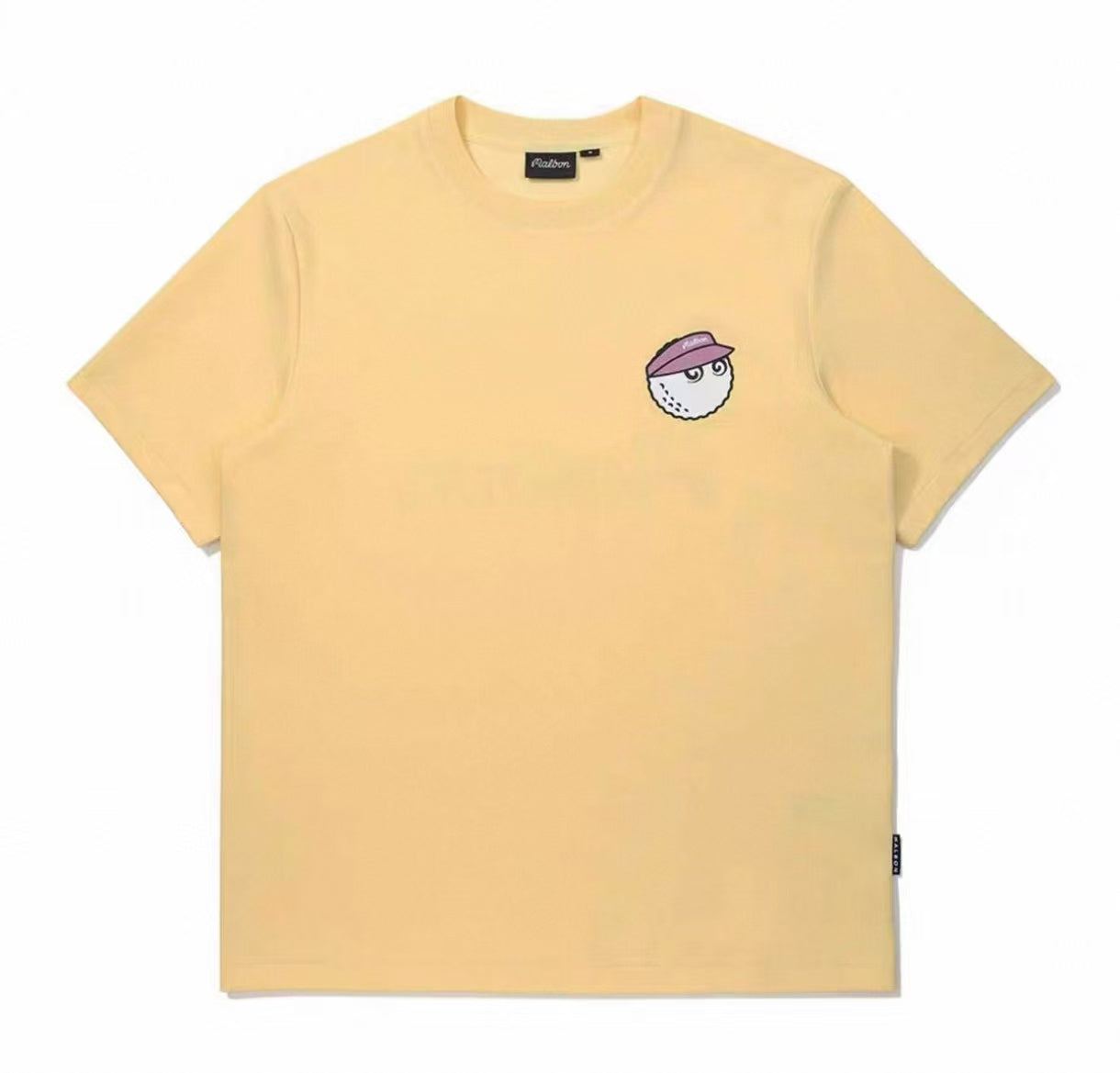 Malbon unisex casual athletic graphic golf T-shirt in Yellow, front view