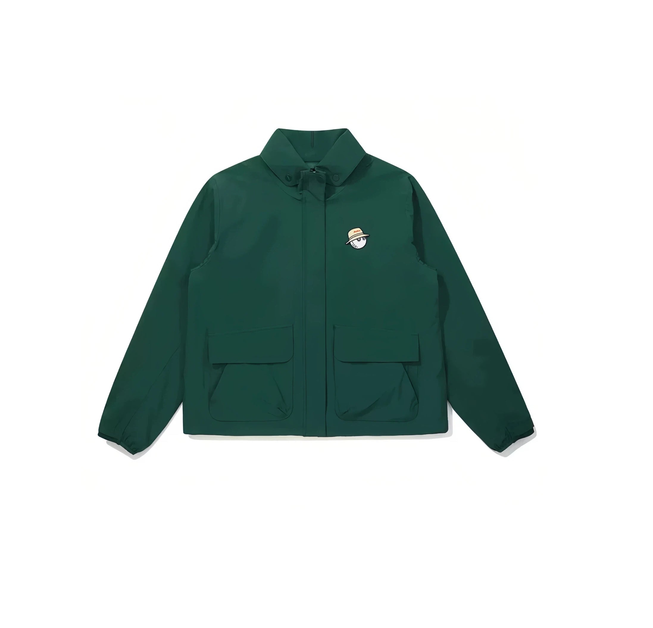 Malbon women hooded golf windbreaker in green front view