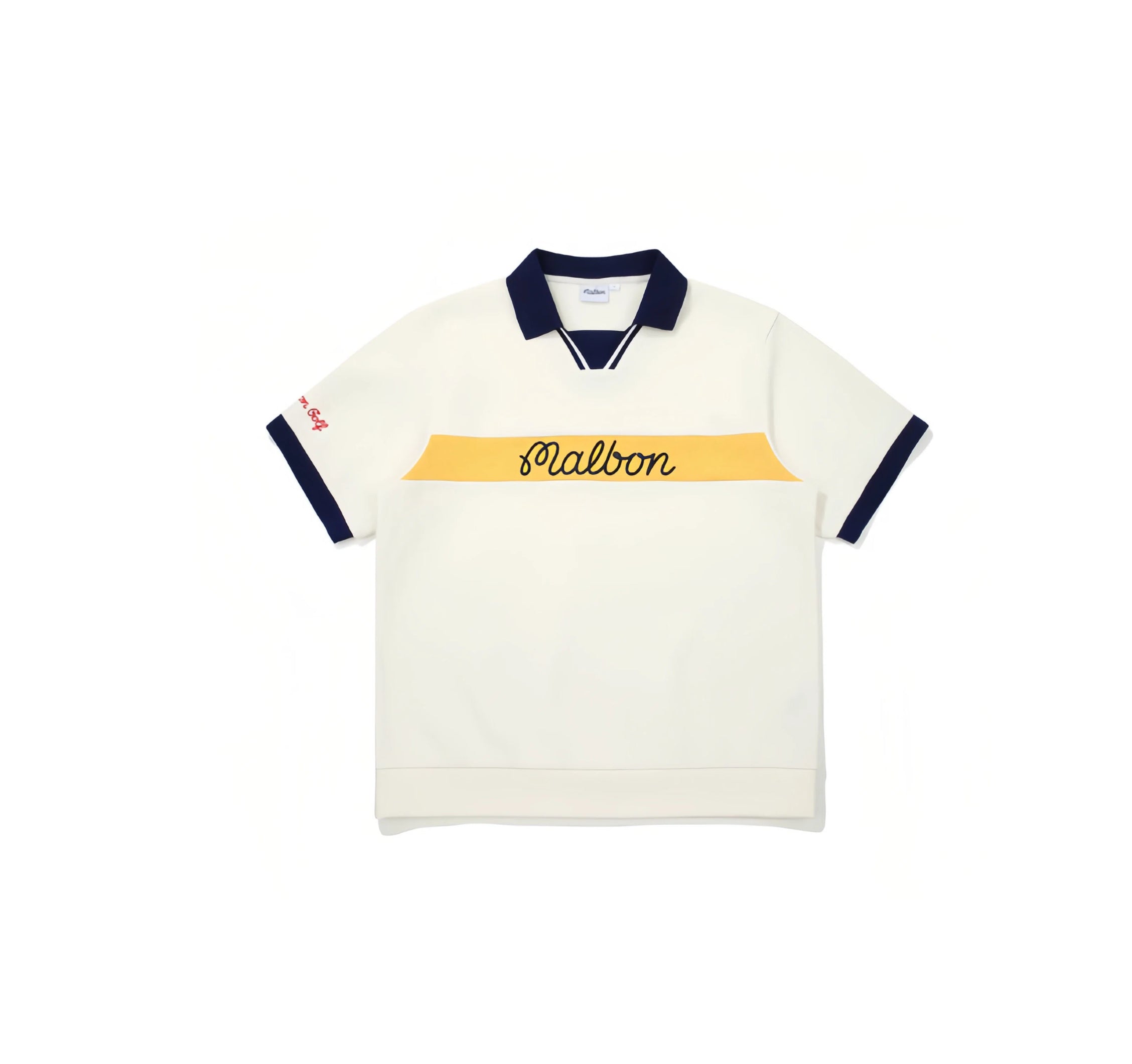 Malbon men golf polo shirt in white front view