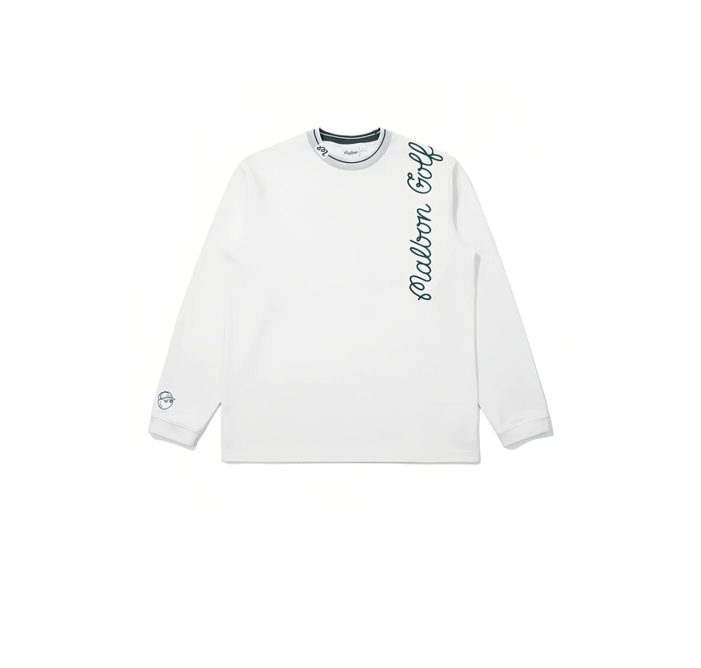 Malbon men long sleeve polo on course lifestyle shot