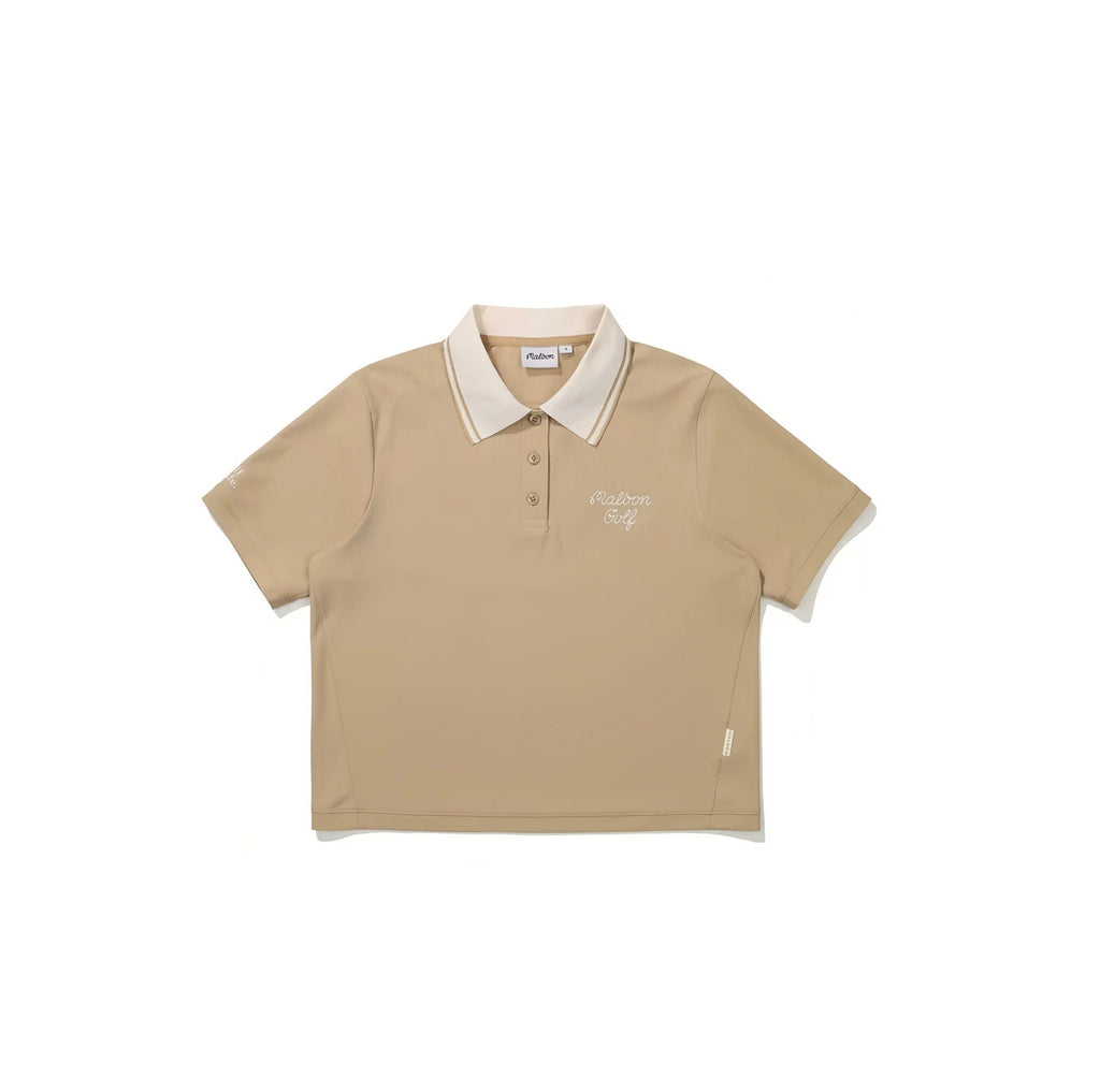 Malbon women polo shirt navy blue alternate styling
