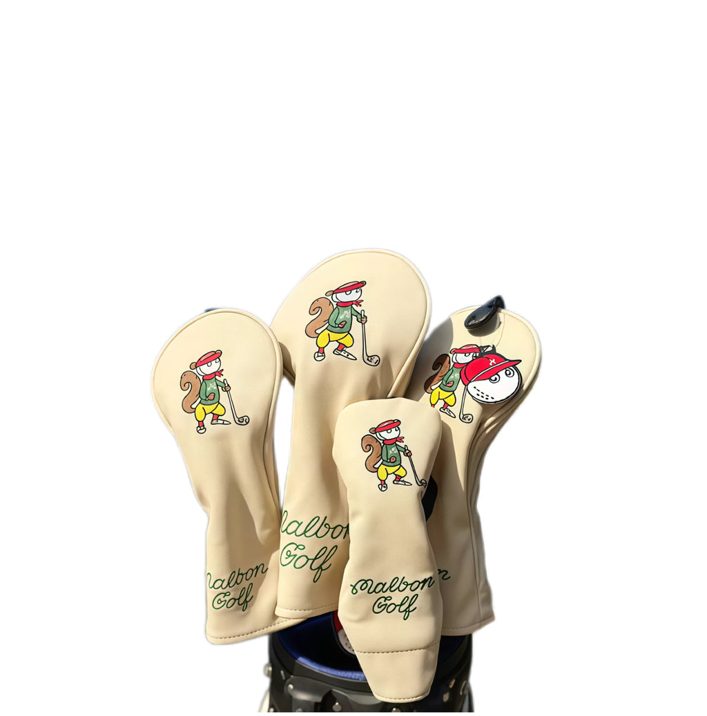 Malbon Caddie Embroidered Golf Headcovers - Driver, Iron & Putter Set