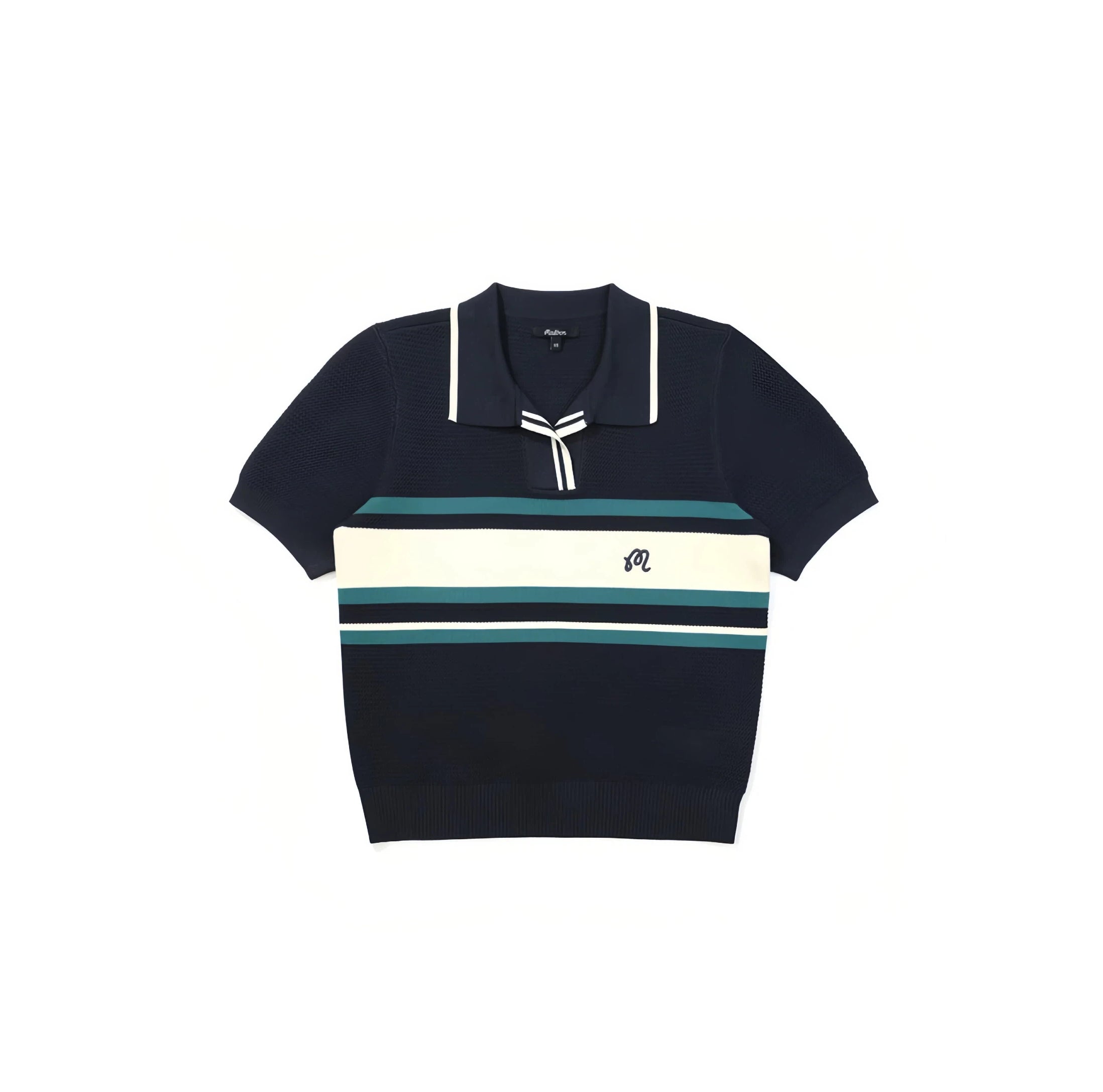 Malbon Women's Knit Golf Polo — navy blue with contrast tipping and tennis-style collar