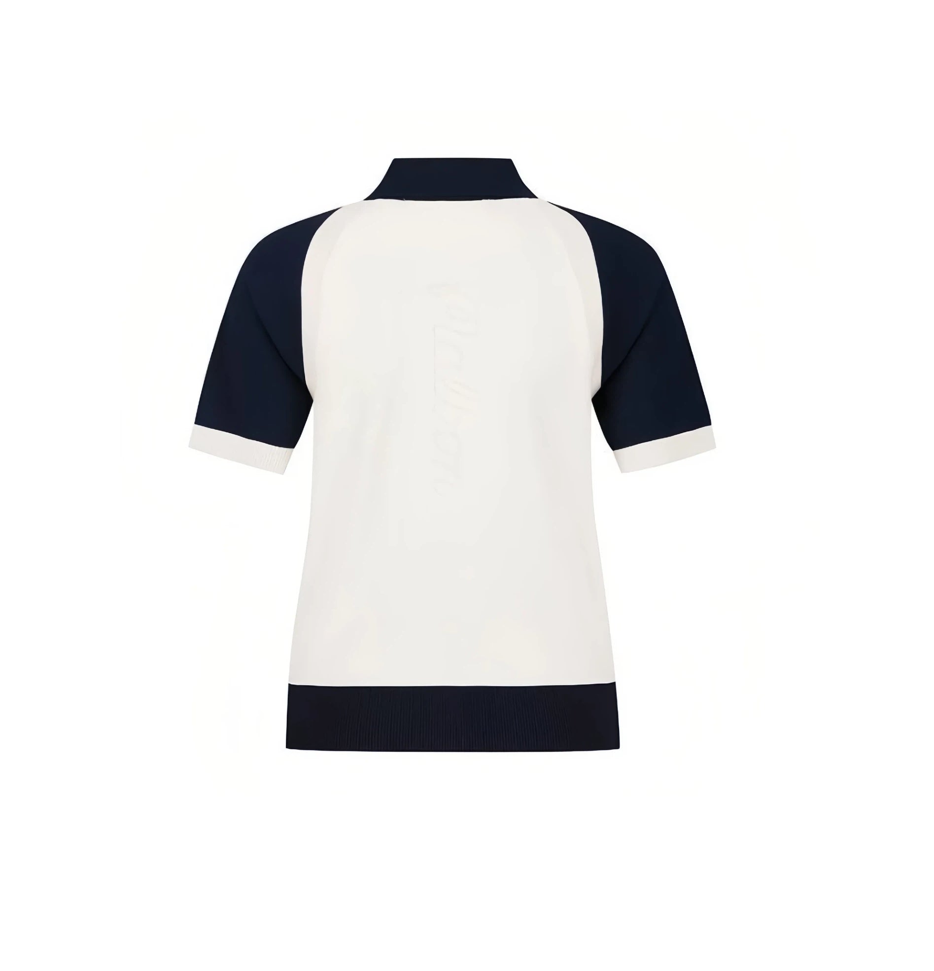 Malbon women colourblock knit golf polo beige side profile