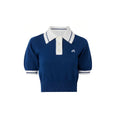 Malbon women knit golf polo in white front view