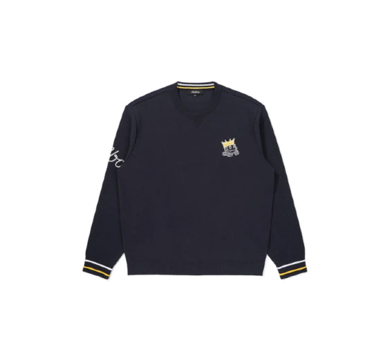 Malbon men knit crew neck golf sweater front view