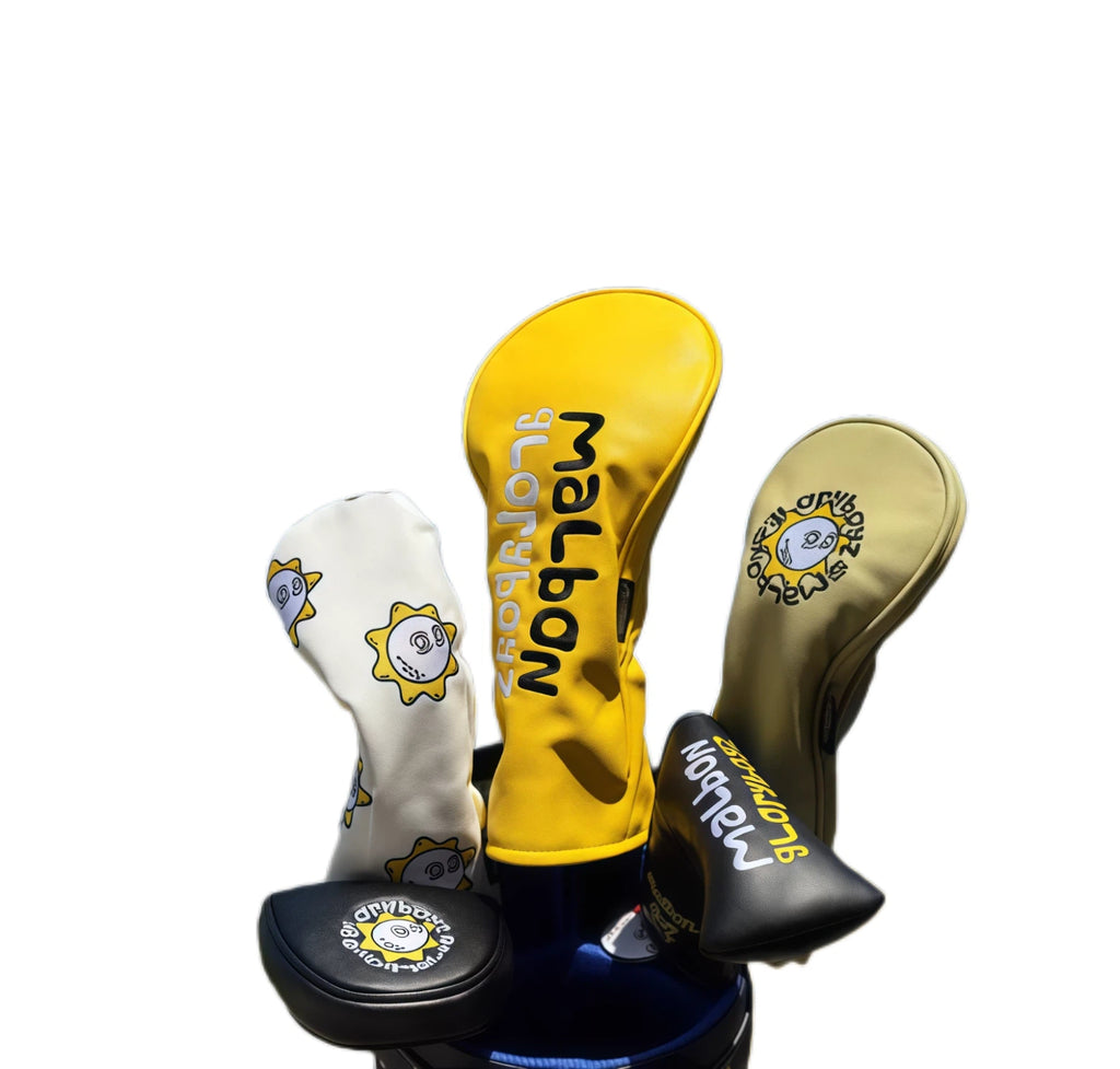 Minimalist Sunflower Golf Headcover Set – Driver, Fairway & Mallet Putter Covers (Unisex)