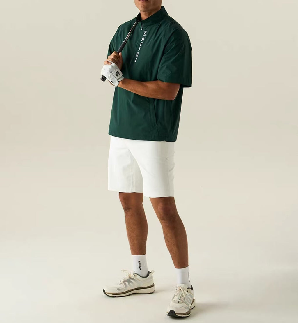 Malbon men Green short-sleeve half-zip golf jacket size chart