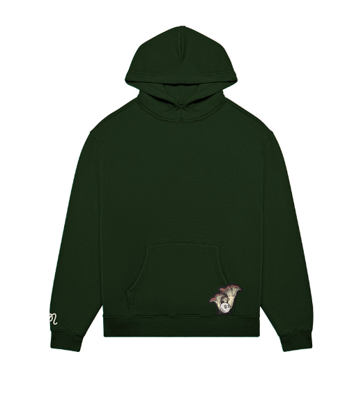 Malbon green Foraging Fairways heavyweight hoodie front view