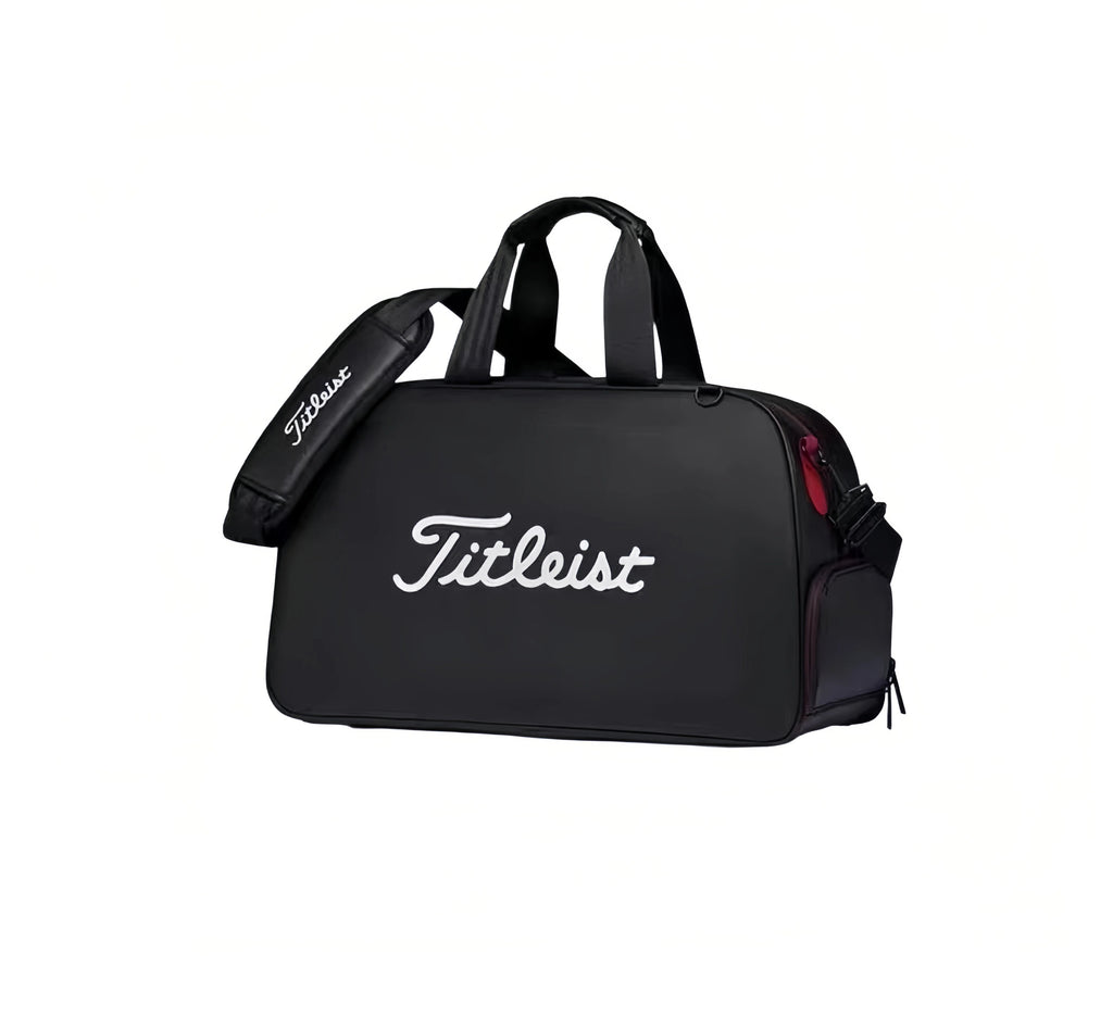 Titleist Black Duffel Bag with White Logo–Versatile Golf Travel & Gym Bag