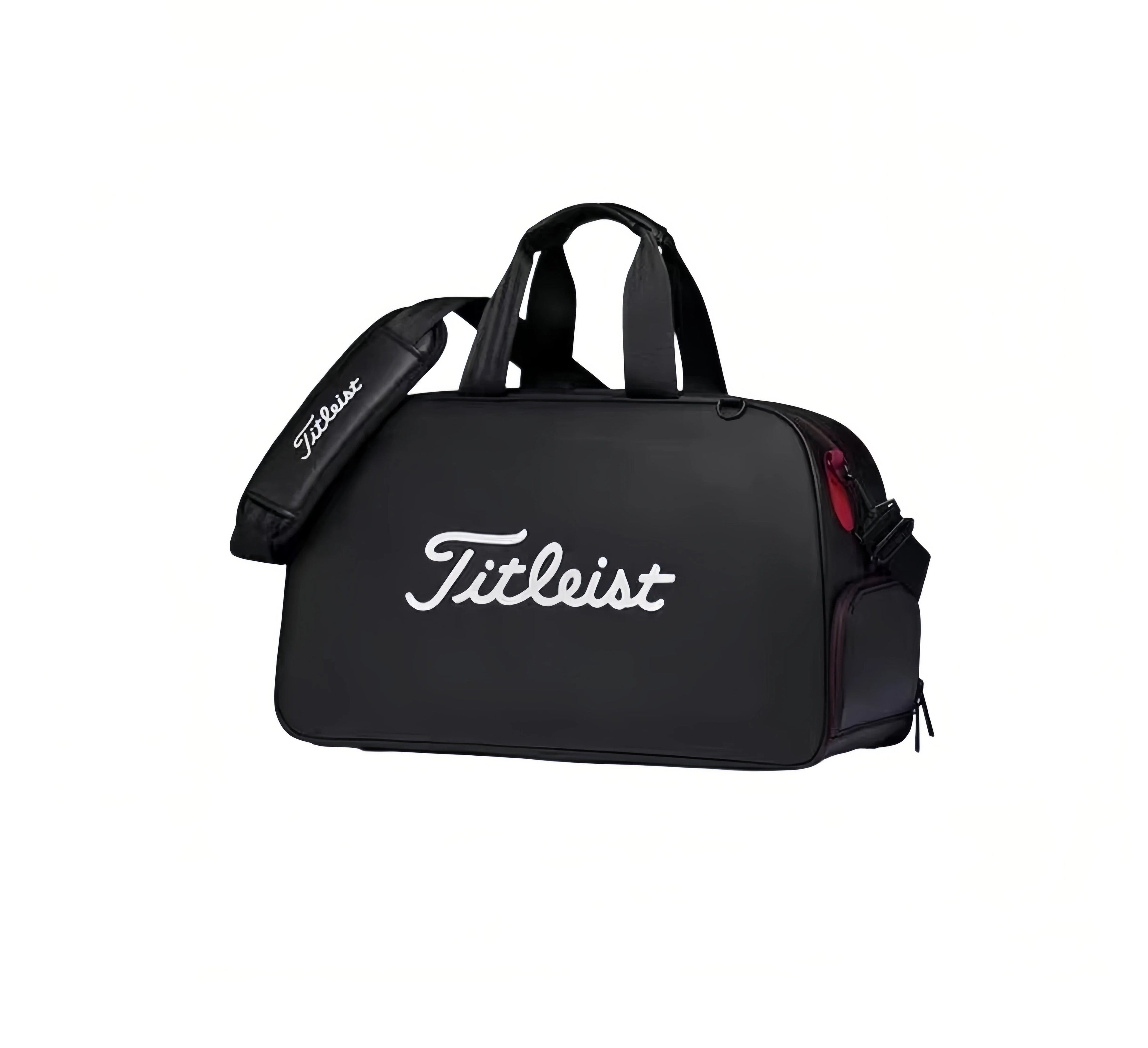 Titleist Black Duffel Bag with White Logo–Versatile Golf Travel & Gym Bag