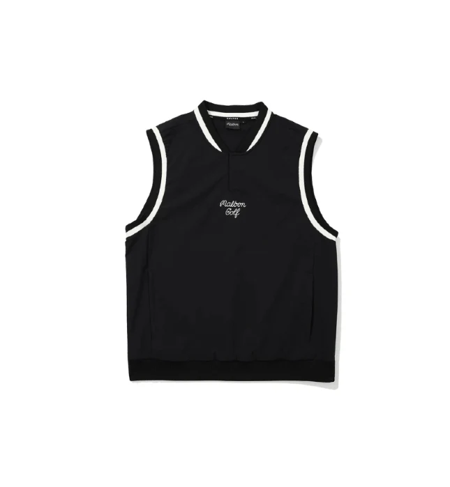 Malbon Men's Golf Vest - Casual Sport Sleeveless Outerwear Black front view