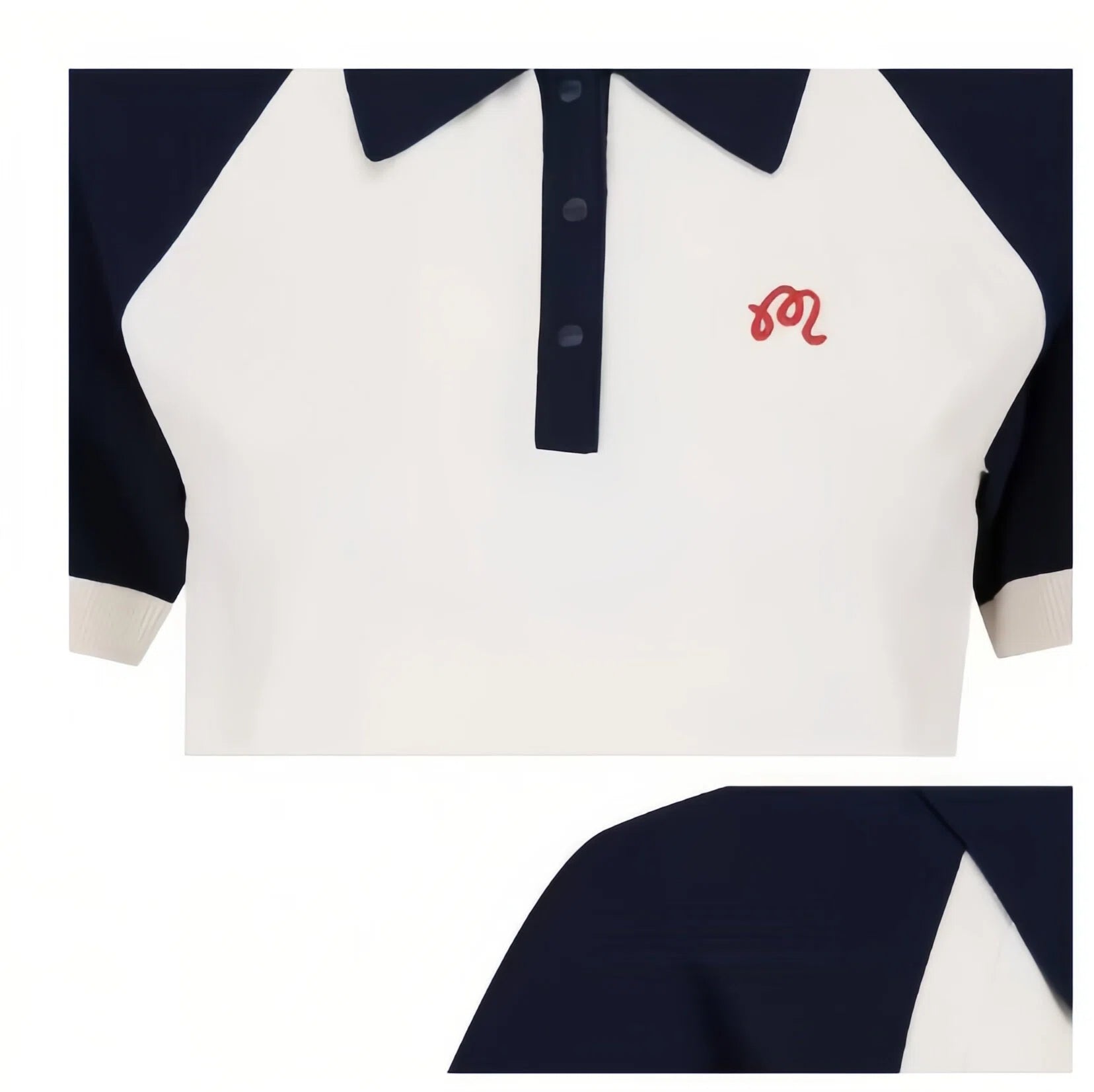 Malbon women colourblock knit golf polo black side profile