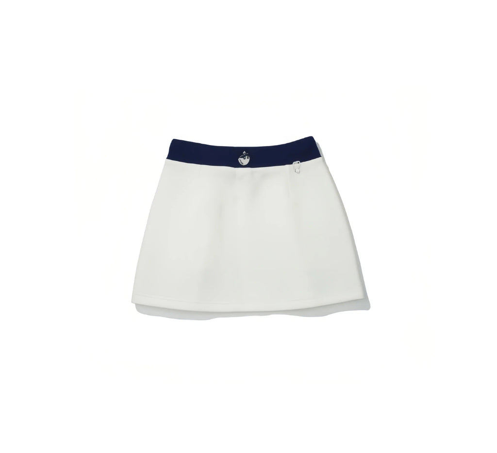 Malbon women golf skort side profile showing A-line silhouette