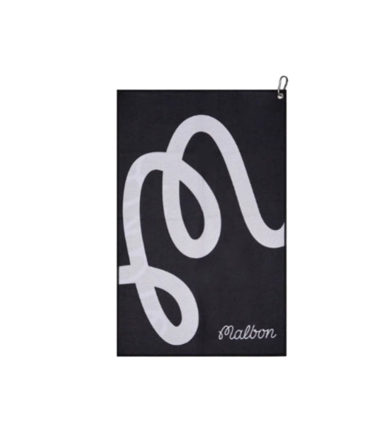 Malbon Golf Towel — clipped to a golf bag