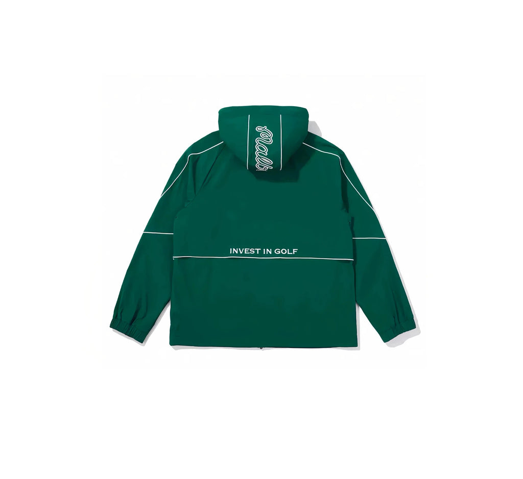 Malbon men hooded golf jacket sleeve and cuff detail
