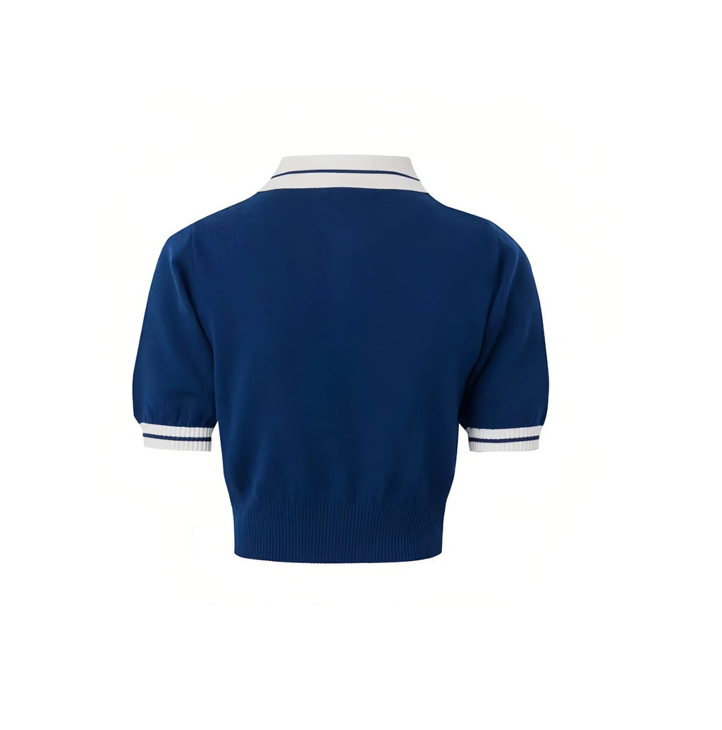 Malbon women knit golf polo white side profile