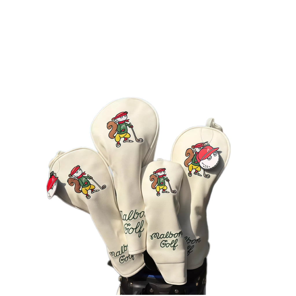 Malbon Caddie Embroidered Golf Headcovers - Driver, Iron & Putter Set