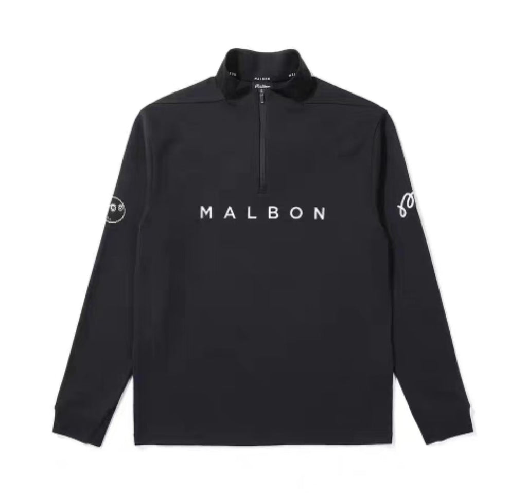 Malbon men's long sleeve half-zip golf sweatshirt in Black - image 1