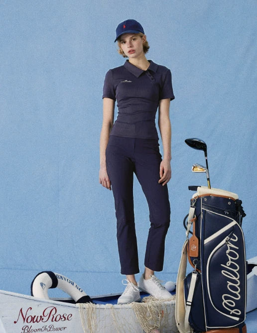 NowRose Navy golf polo and pants front model view