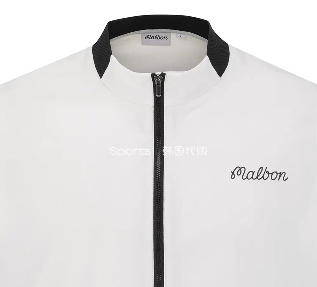 Malbon men White lightweight golf jacket upper detail