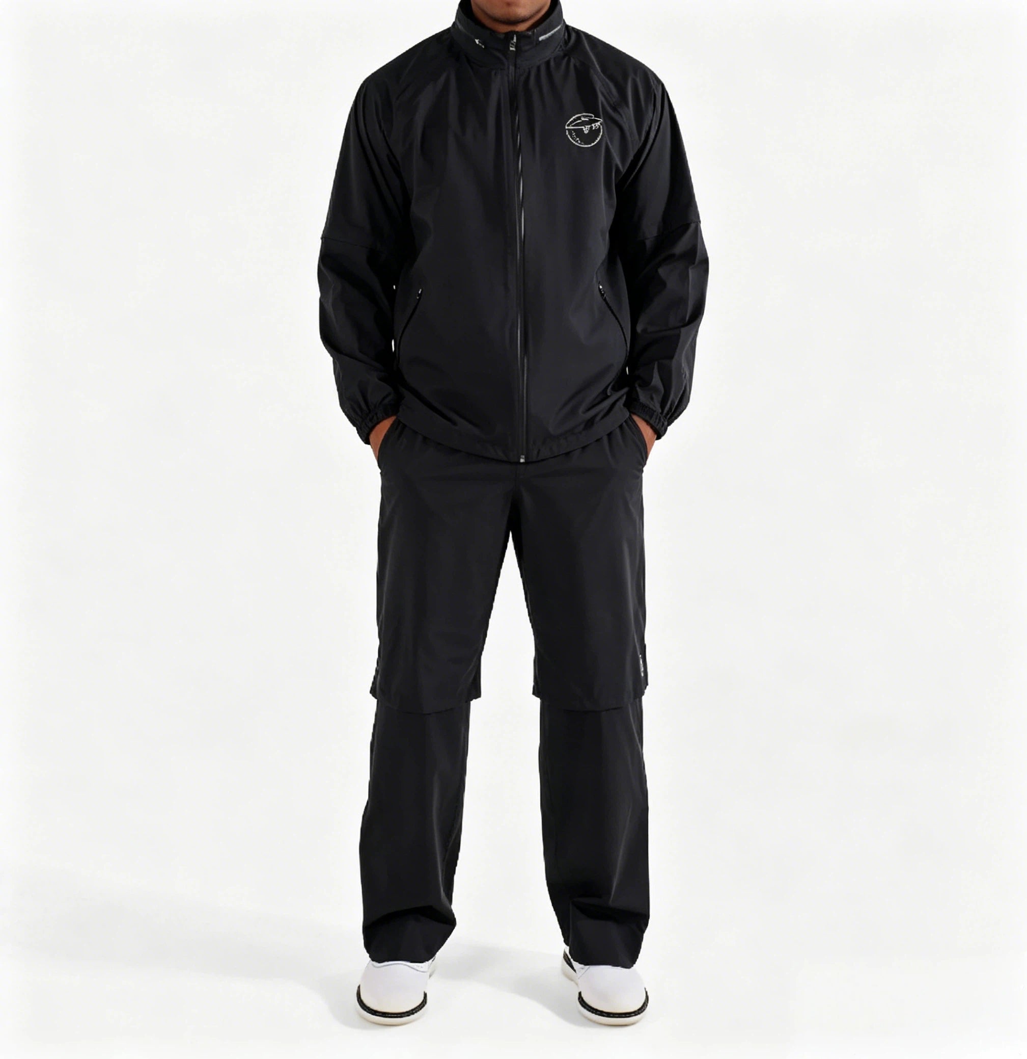 Malbon Studio Seoul Rain Jacket Black golf rain jacket front view
