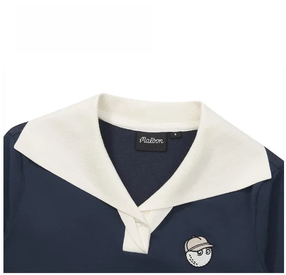 Malbon women ice silk golf polo navy blue side profile
