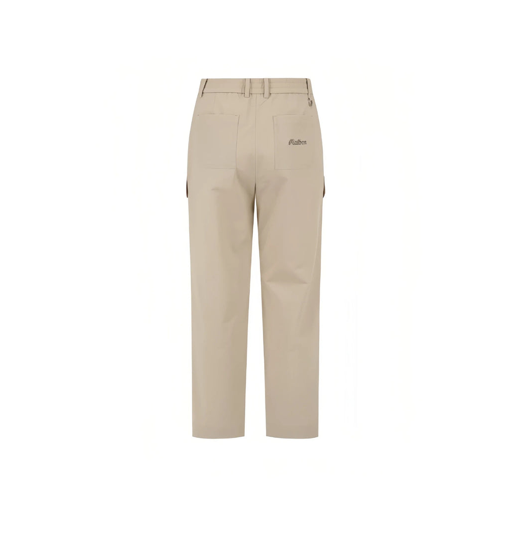Malbon Women's Straight-Leg Golf Pants — buckethead button on cargo pocket detail