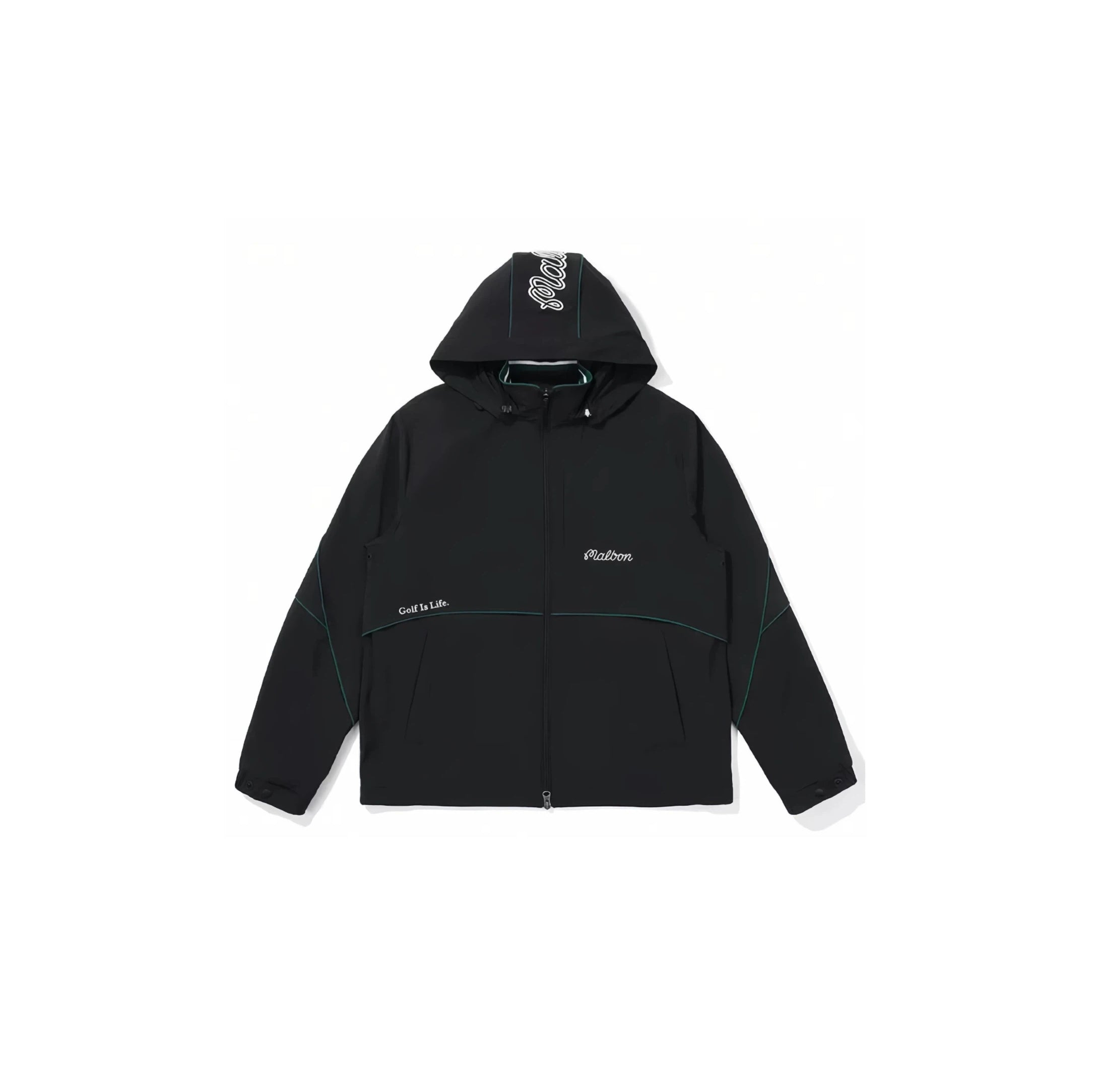 Malbon men hooded golf jacket fabric texture close-up