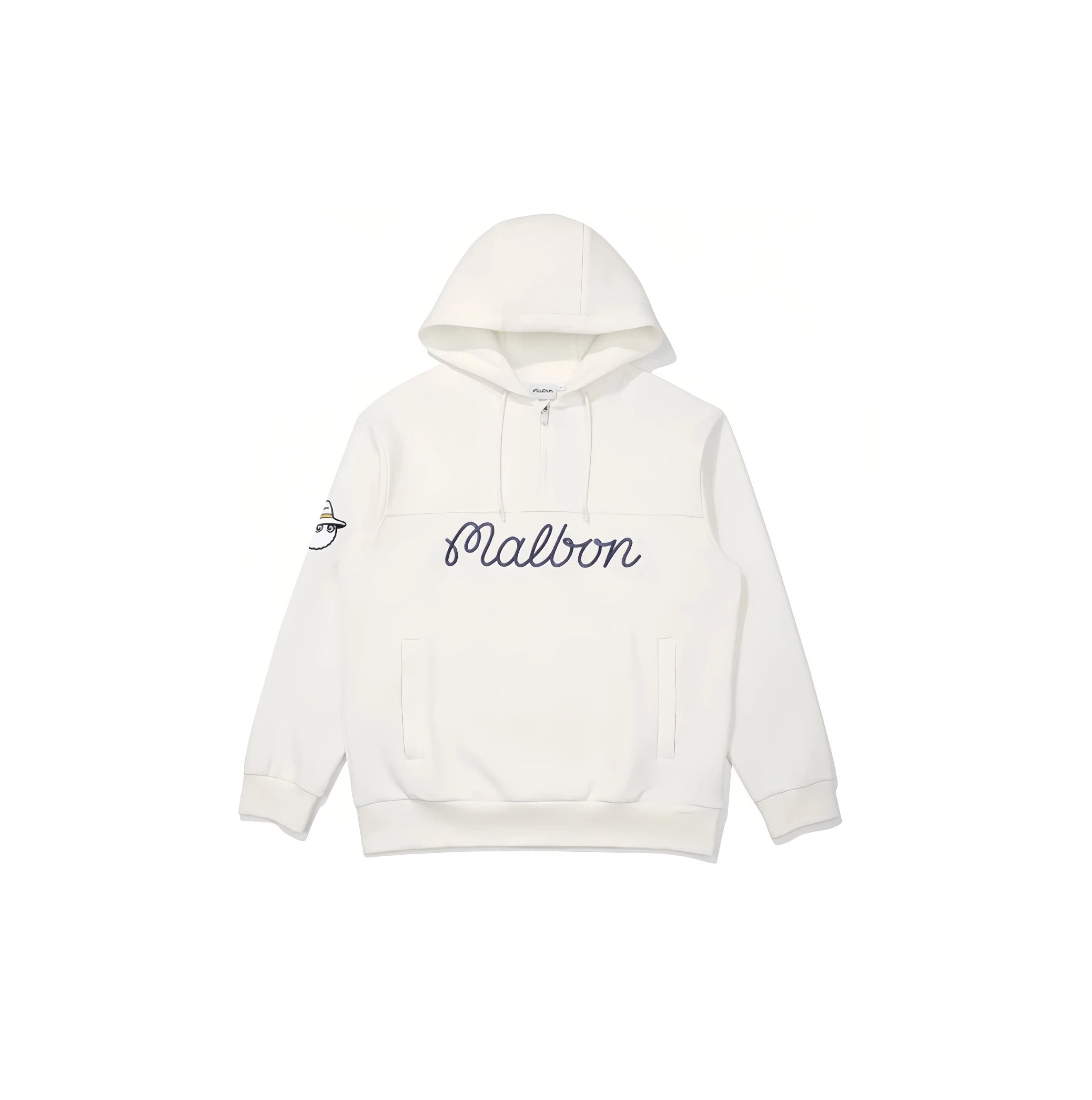 Malbon men golf half zip hoodie front view streetwear style