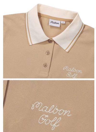 Malbon women polo shirt collar construction close-up