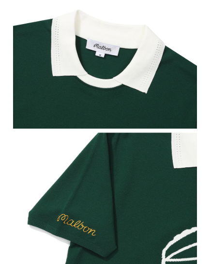 Malbon women knit casual golf polo light green side profile