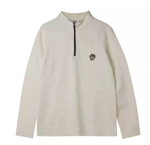 Devereux Golf Men’s Half-Zip Waffle Reflective Hoodie in Beige - product view
