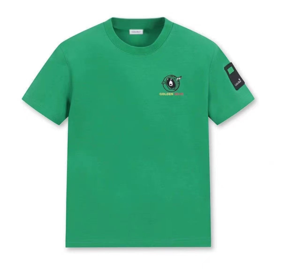 Golden Bear Green cotton graphic golf T-shirt front view