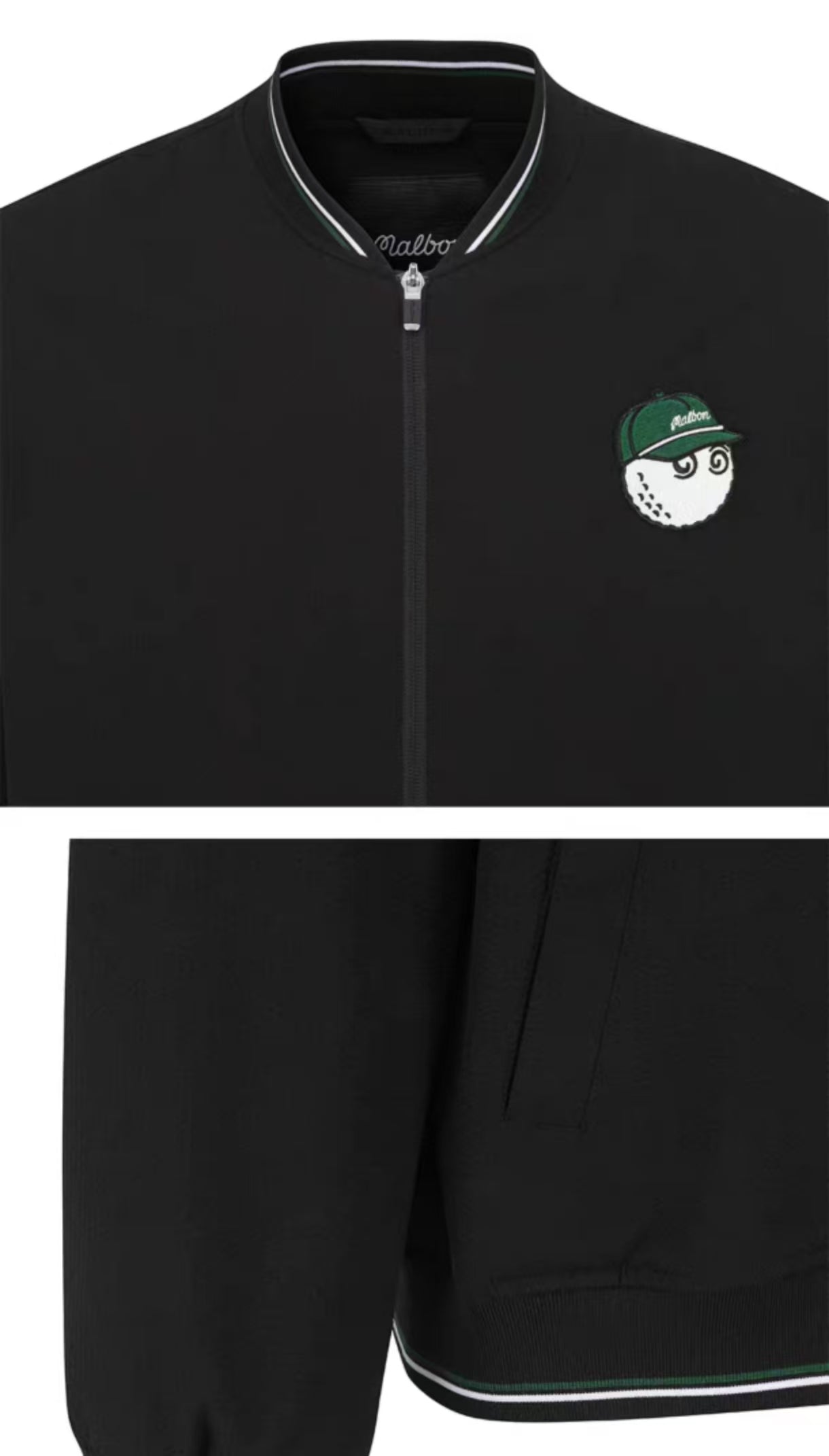 Malbon men Black colour-block golf jacket upper detail