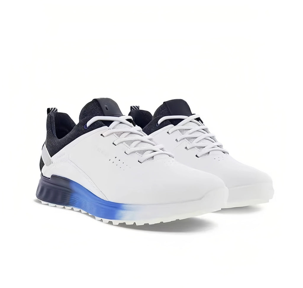 men’s white-blue outdoor golf shoes in White & Blue, pair and multi-angle views