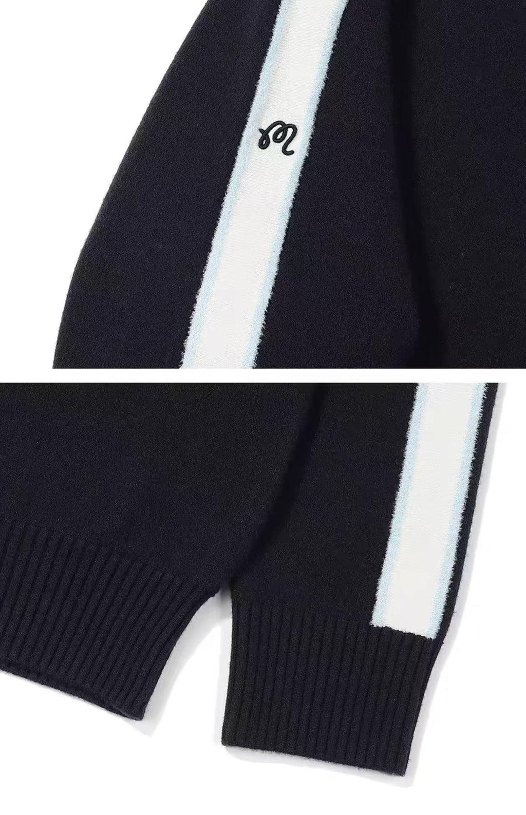 Malbon Women's Slim Fit Knit Long Sleeve Top Black knit golf long sleeve front view