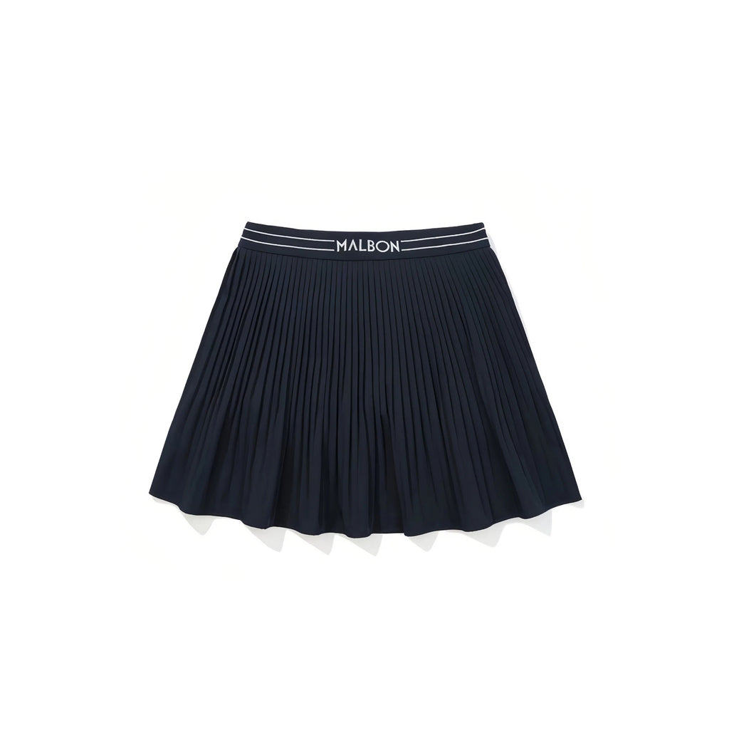 Malbon Women's Knit Tennis Skirt in apricot — flat lay showing tennis-cut silhouette