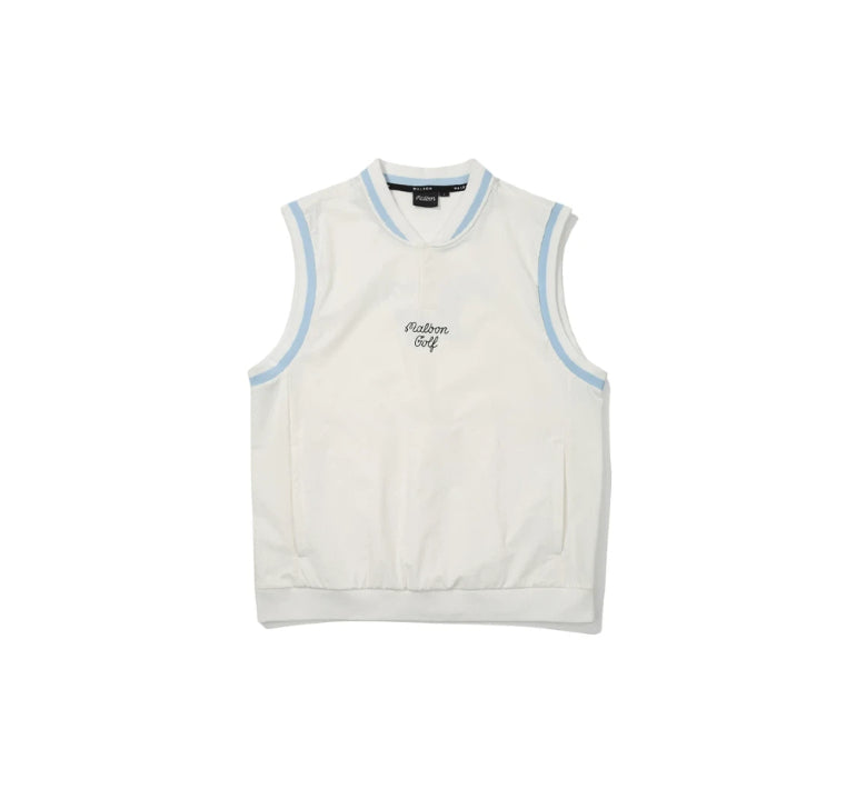 Malbon men golf vest layered over polo styled view