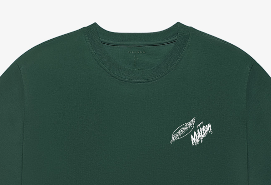 Malbon Santa Cruz Bermuda Graphic Golf T-Shirt Green collar and chest detail