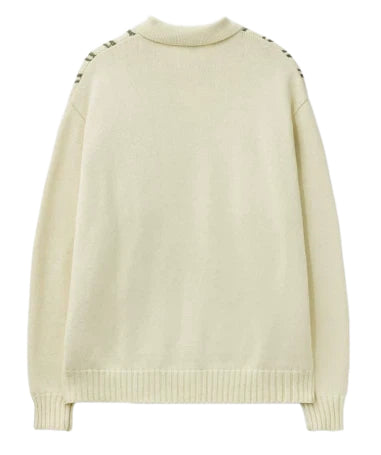 Malbon Links Polo Sweater Beige Beige golf sweater front view