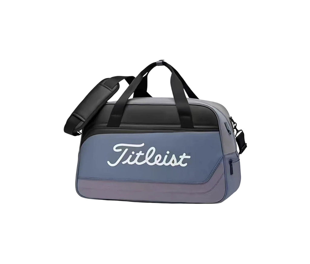 Titleist Black Duffel Bag with White Logo–Versatile Golf Travel & Gym Bag